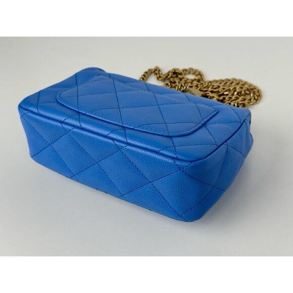 Chanel Mini Heart Chain Flap Bag Blue Caviar Leather D-7 - Picture 10 of 16